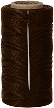 Tenn Well 328Yards 150D 1MM Waxed Thread, Flat Sewing Wax Sail Kit with Needles for Leather DIY Project(Brown)