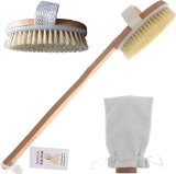 ON SALE Topnotch Body Brush - Luxury Natural Bristles - Long Handle - Great Back Scrubber - Anti Cellulite - Bath Brushes