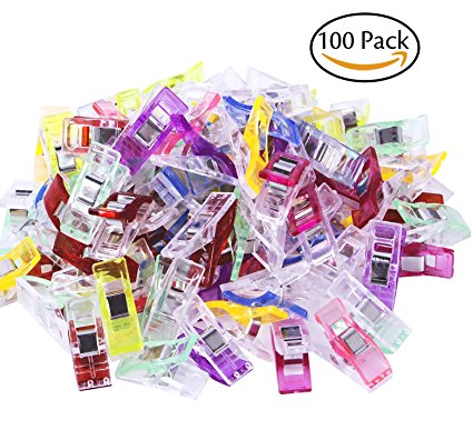 Pack of 100 Sewing Clips Multicolor for Sewing Craft Clamps, Crafting, Crochet and Knitting, All Purpose Clips for Quilting Binding Clips, Fabric Clips, Paper Clips, Blinder Clips by Attmu