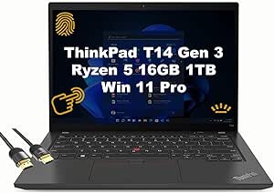 Lenovo ThinkPad T14 Gen 3 14" WUXGA Touch Business Laptop, AMD 6-Core Ryzen 5 Pro 6650U (Beat i7-1255U), 16GB DDR5, 1TB SSD, USB-C, WiFi 6, Backlit, Fingerprint, FHD Webcam, PDG HDMI, Win 11 Pro