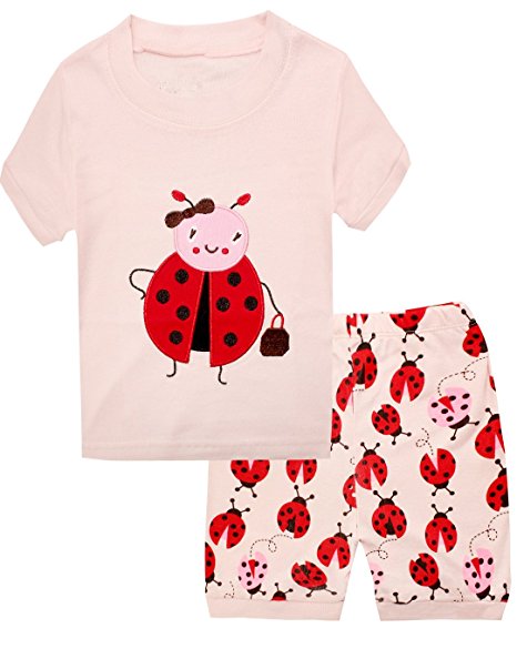 Dolphin&Fish Little Girls Owl Cotton Short Pajamas Toddler Pjs Kids Clothes Sleepwear