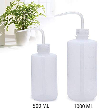 OAMCEG Wash Bottle, 2 Pack LDPE Squeeze Bottles, Safe Plastic Low Density Polyethylene Bottles with Narrow Mouth, for Chemistry, Industry, Lab & Gardening, 500ml / 17oz, 1000ml / 33.8oz