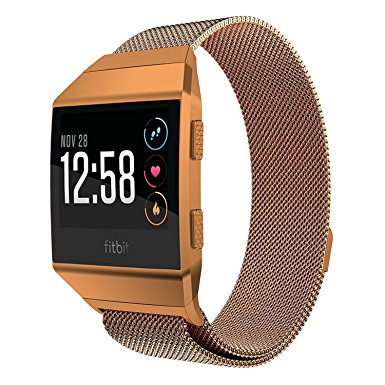 Fitbit Ionic Bands Small, HEYSTOP Milanese Loop Stainless Steel Metal Bracelet Strap with Unique Magnet Lock, No Buckle Needed for Fitbit Ionic Smart Watch