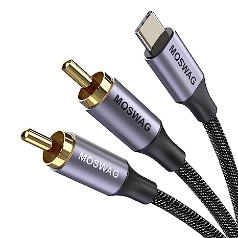 MOSWAG USB Type C to 2 RCA Audio Cable,Type-C RCA Cable 2rca Jack USB-C Audio Line Compatible for LG Home Theater Amplifier DVD TV Speaker Hi-Fi Amplifer