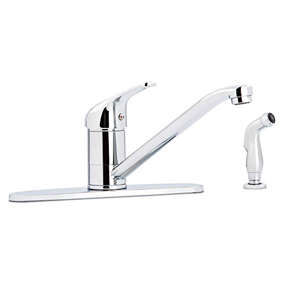 AmazonBasics Classic Kitchen Faucet Set with Sprayer, Polished Chrome