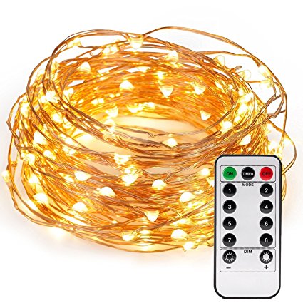 Kohree 120 Micro LEDs String Lights Battery Powered 40ft Long Ultra Thin String Copper Wire Lights with Remote Control and Timer Perfect for Weddings,Party,Bedroom,Xmas-2C Batteries powered