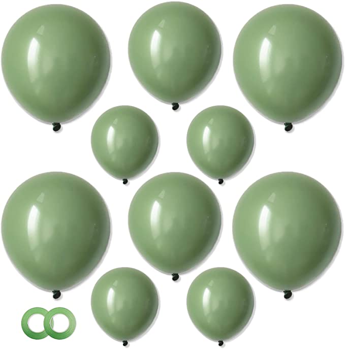 Sage Green Balloons,3 Different Sizes 77 Pack Green Balloons 12 Inch,5 Inch,10 Inch Eucalyptus Olive Green Balloons for Bridal Shower Baby Shower Birthday Wedding