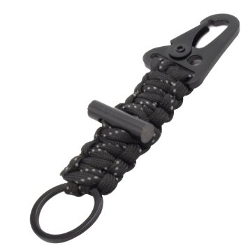 Sportsun Paracord Survival Keychain, 550lbs Strength Test Ultralight for Backpacking & Camping, Color Black