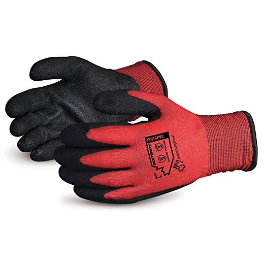 Superior Winter Work Gloves - Fleece-Lined with Black PVC Palm for Tight Grip (Sub-Zero Temperatures) SNTAPVC – Size Large