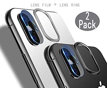 [2 Pack] Tempered-Glass Camera Protector for iPhone Xs/Xs Max 2.5D Ultra Thin HD Anti-Fingerprint Protective Clear Film for iPhone Lens with 2 Phone Camera Covers (iPhone Xs/Xs Max)