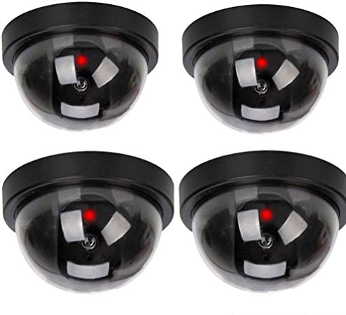 WER 4 x Fake Dummy CCTV Security Camera Flashing LED Indoor Outdoor - Dome