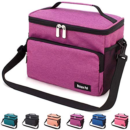 Leakproof Reusable Insulated Cooler Lunch Bag - Office Work School Picnic Hiking Beach Lunch Box Organizer with Adjustable Shoulder Strap for Women,Men and Kids-Purple