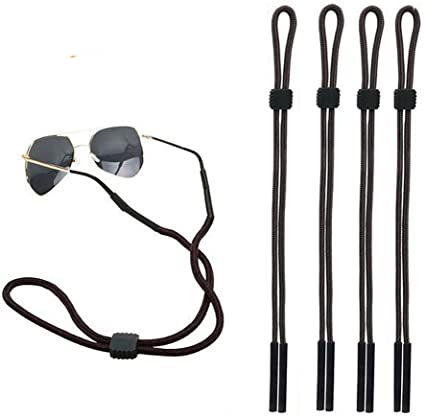 4 Pcs Sport Sunglass Holder Strap Eyewear Eyeglasses Retainer with Rubber Grip Adjustable Securely Neck Cord String Unisex for Sports and Outdoor Activities (Black)