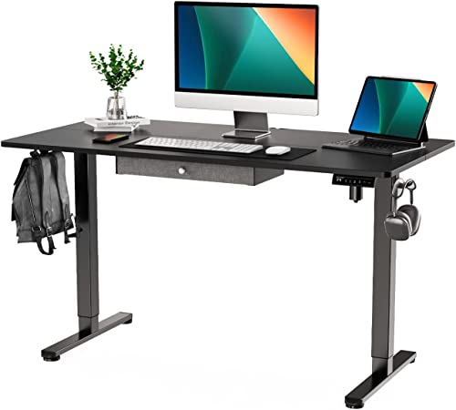 ErGear Electric Standing Desk with Drawer, Adjustable Height Sit Stand Up Desk, Home Office Desk Computer Workstation, 48x24 Inches, Black