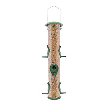 GrayBunny GB-6847M6P Classic Metal Tube Feeder, Premium Metal Outdoor Birdfeeder With Steel Perches and Steel Hanger, Solid Hard Tube, Chew-Proof and Lasts A Lifetime, Weatherproof and Water Resistant