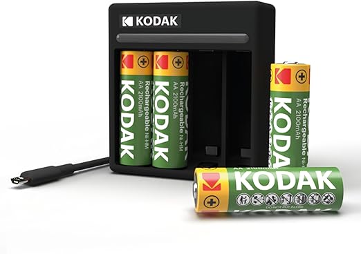 Kodak | Rechargeable AA & AAA Batteries & Charger | Includes 4x Double A Batteries