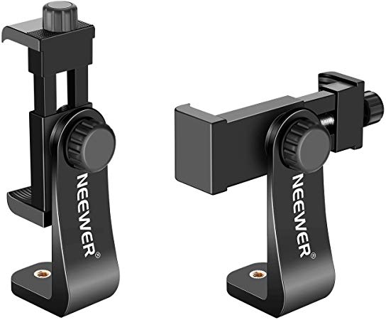 Neewer Smartphone Holder Vertical Bracket with 1/4-inch Tripod Mount - Phone Clip Tripod Adapter for iPhone Xs MAX/XS/XR/X/ 8, Samsung S9 / S9/ S8 and Other Phones Within 1.9-3.9 inches Width