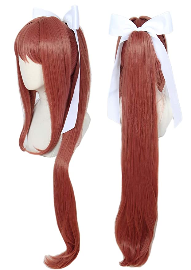 Linfairy Girl Wig Halloween Cosplay Costume Wig for Women Long wig with White Bow