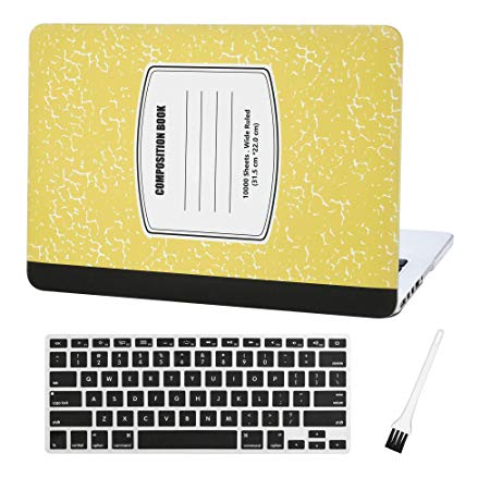 Laptop Plastic Hard Case Star MacBook 13 inch Cover Protective Hard Case Sleeve (MacBook Retina 13 Inch A1425 & A1502) with Silicone Keyboad Cover and Dust Brush (Notebook Pattern-Yellow)