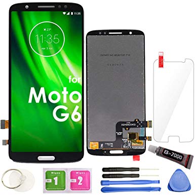 G6 LCD Screen Replacement Touch Display Digitizer Assembly (Black) for Motorola Moto G6 XT1925 XT1925-5 XT1925-6 (NOT Moto G6 Play) with Tools,Adhesive Glue and Screen Protector