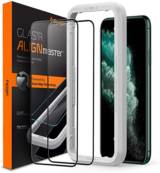 Spigen Tempered Glass Screen Protector [Glas.tR AlignMaster] designed for iPhone 11 Pro Max (2019) - Edge to Edge Protection