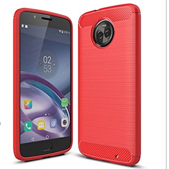 Moto x4 Case - Suensan TPU Shock Absorption Technology Raised Bezels Protective Case Cover for Motorola Moto x4 Phone (Red)