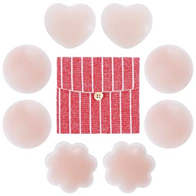 Rovtop Silicone Nipple Covers (4 Pairs) Pasties Women Nippleless Cover Reusable Adhesive Silicone Pasties