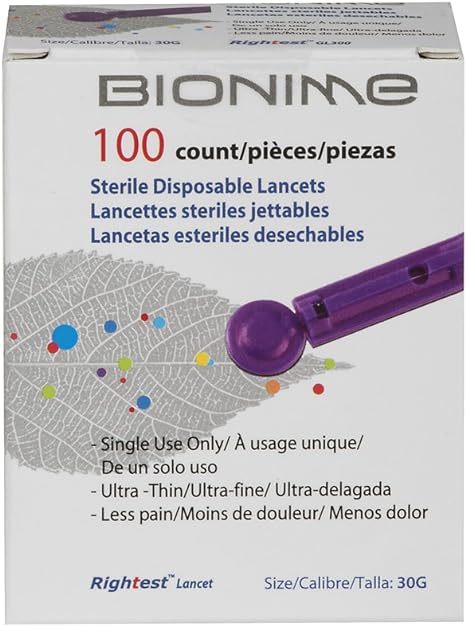 Bionime GL300 Sterile Lancets for Home Use (Pack of 100)