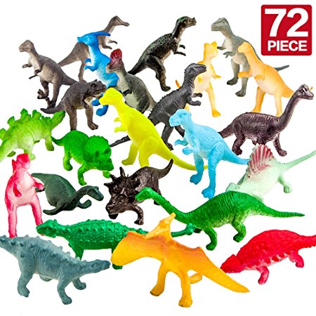 Dinosaur Figure,72 Piece Mini Dinosaur Toy Set,Great Safety Material Assorted Vinyl Plastic Dinosaur,Zoo World Dino Dinosaur Playset Toys For Boys Cupcake Toppers Party Favors Learning Resources