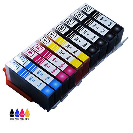 JUSTCOLOR 10 Packs Color Ink Cartridges Replacement for HP 564 XL 564XL HP564 Use With HP Photosmart 7520 5514 5520 6520 7510 7515 7525 5510 6510 D7560 C6380 C310A Premium C410A Deskjet 3520