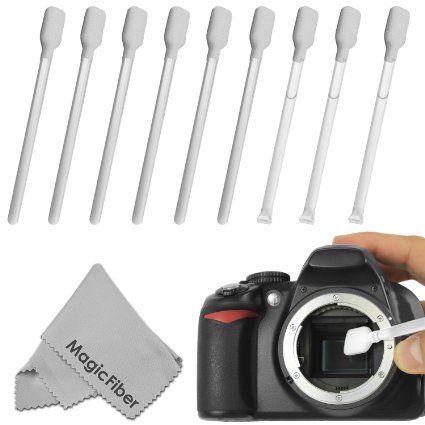 9 Pack Altura Photo Sensor Cleaning Swab Set CCDCMOS - Includes 6 Dry and 3 Wet Swabs  1 MagicFiber Microfiber Cleaning Cloth