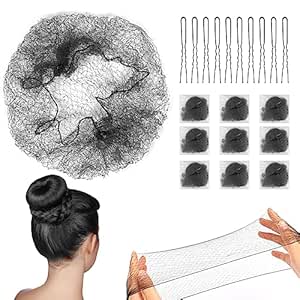 Hair Nets Invisible Elastic Edge Mesh and U Shaped Pins Set, 20Pcs Individual Package Hair Nets for Buns 20Pcs U Shaped Hair Pins for Ballet Bun, Dance, Sleeping, Women