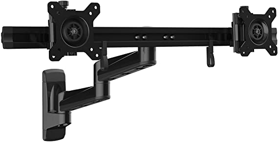 StarTech.com Wall Mount Dual Monitor Arm Articulating Ergonomic VESA Wall Mount for 2X 24 Displays Synchronized Adjustable Crossbar Tilt/Swivel/Rotate- Double Screen Mount Bracket