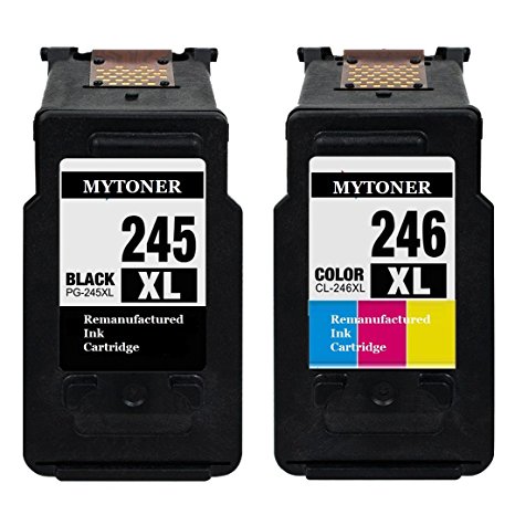 MYTONER Remanufactured Canon 245XL PG-245XL 246XL CL-246XL Ink Cartridges(1 Black,1 Tri-Color),Compatible with Canon Pixma iP2820 MG2420 MG2520 MG2522 MG2920 MG2922 MG3022 MG3029 MX490 MX492 printer