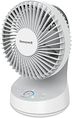 Honeywell QuietSet 5 Oscillating Table Fan, White – Personal and Small Room Fan with Quiet Operation and 5 Levels of Power and Sound