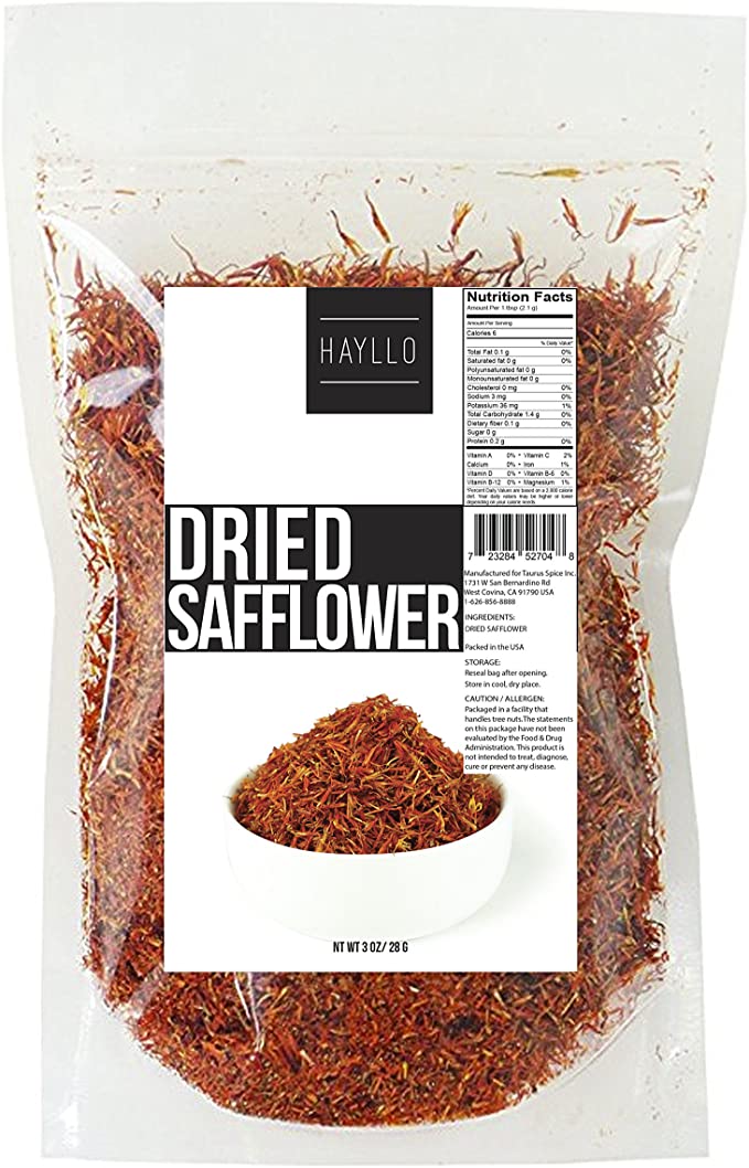 Hayllo Dried Safflower in Resealable Bag, 3 Ounces