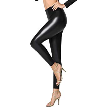Samuel Womens Sexy Black Faux Leather Leggings Pants High Waisted Tights