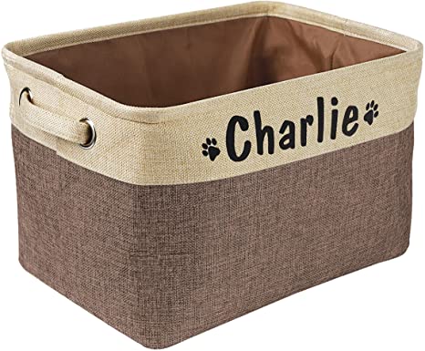 PET ARTIST Collapsible Dog Toy Storage Basket Bin with Personalized Pet's Name - Rectangular Storage Box Chest Organizer for Dog Toys,Dog Coats,Dog Clothing,Dog Apparel & Accessories