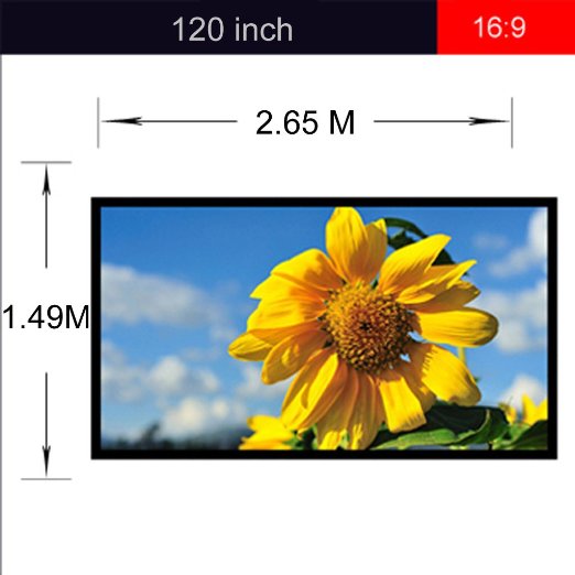 Excelvan® Portable Collapsible Projector Projection Screen 120 Inch, 16:9 PVC Fabric, Matte White with 1.1 Gain, Packaged In Rolls for Home Theater, Education, Conference Presentation (120Inch 16:9)