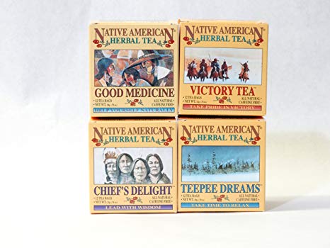 Variety Pack Caffeine Free Native American Herbal Tea (4 boxes containing 12 teabags /box)