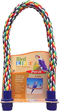 Penn-PLAX Bird Life Multicolored and Flexible Rope Perch – Create Fun, Colorful Curves and Bends – Great for Small and Medium Birds – 21” Long