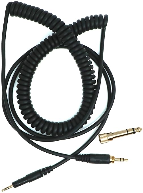 Detroit Packing Co. HP-SC Replacement Audio Cable for Audio Technica ATH-M50x, ATH-M40x, ATH-M70x M-Series Headphones with 1/4 inch (6.35mm) TRS Adapter (Coiled, 1.4M~4.5 feet)