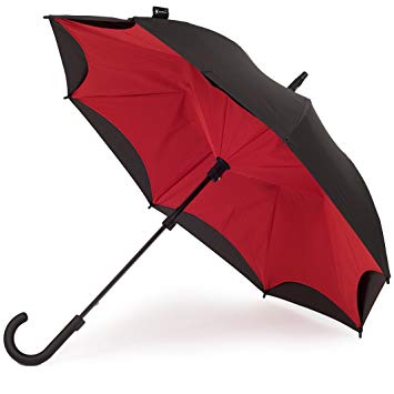 KAZbrella® - Reverse Opening/Inside Out Umbrella - Red/Black (Curved)
