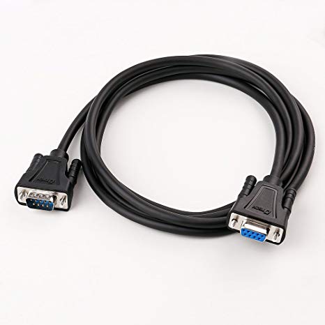 DTECH DB9 RS232 Serial Cable Male to Female Extension Null Modem Cord Cross TX/RX line for Data Communication (5 Feet, Black)