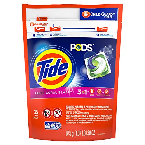 Tide Pods Detergent, Coral Blast, 35 Count