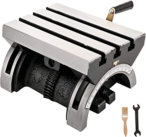 BestEquip Tilting Milling Table 10x7inch Tilting Angle Milling Machine 0-90°Adjustable Swivel Angle Plate with 3 T-slots and an Adjustable Crank Handle Heavy Duty Tilting Milling Machine for Grinding