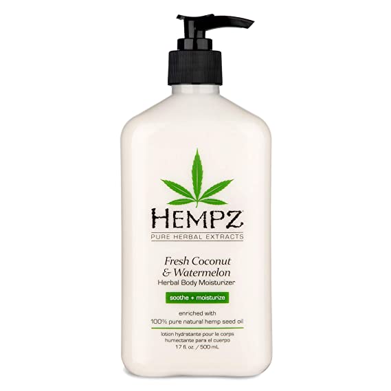 Hempz Fresh Coconut & Watermelon Moisturizing Skin Lotion, Natural Hemp Seed Herbal Body Moisturizer with Chamomile & Avocado Extracts, Vitamins&nbsp;&nbsp;A, C, E & D, 17 oz