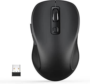 Wireless Mouse, TedGem 2.4GHz Computer Mouse with 6 Button, Cordless Mouse Wireless Mice for Laptop (Dark Black)