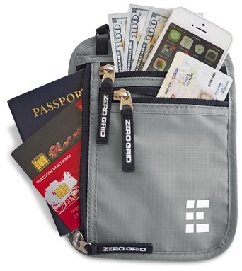 Neck Wallet w/RFID Blocking- Concealed Travel Pouch & Passport Holder