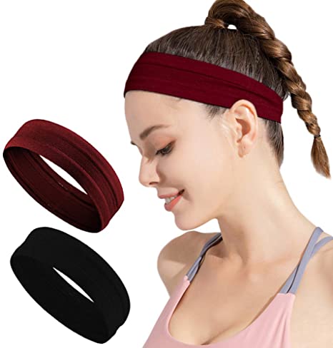 Calbeing Non Slip Headbands for Women Men, Grip Silicone Yoga Sweatband, Stretchy Soft Running Wicking Head Sweat, Lightweight Elastic Exercise Band, Workout Sports Indoor Fitness Gym